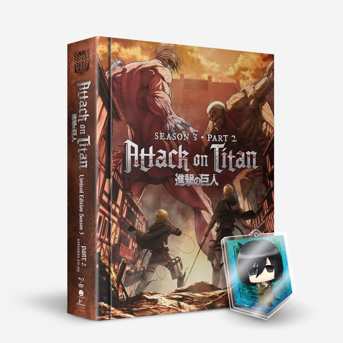 Shop Attack on Titan Season Three Part Two - BD/DVD Combo ... Thanks to hange's new weapon, the hopes to retake the lost territory once and for all are stronger than ever.